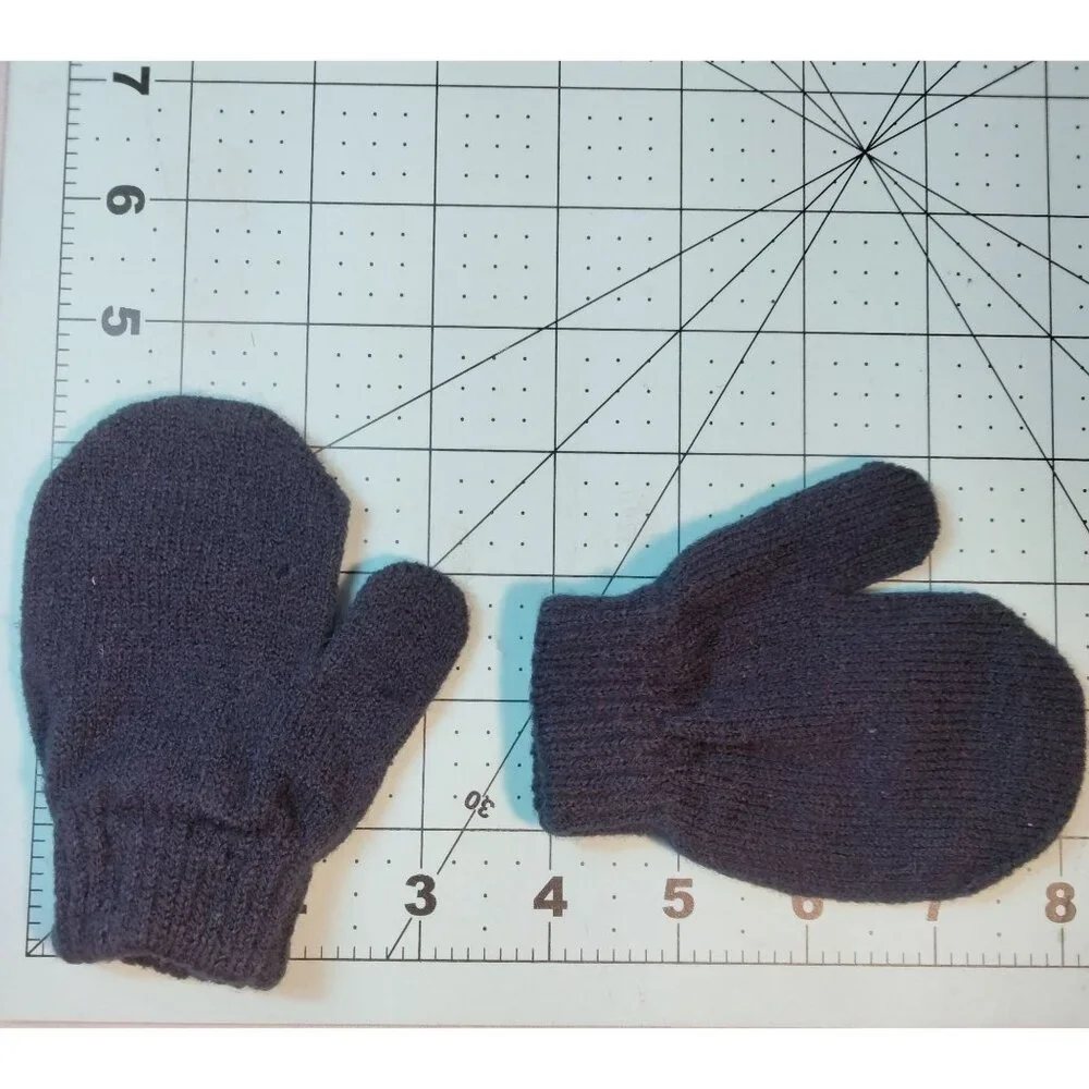 Infant Knit Fleece Mittens Blue Lot 2 Pair